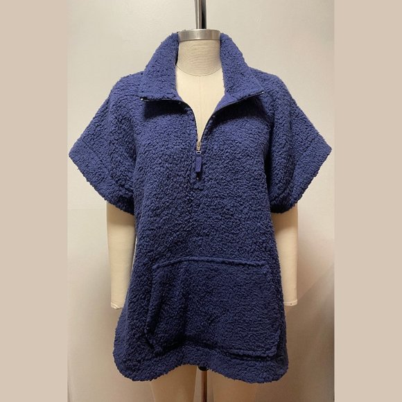Cozy Teddy Bear Sherpa Poncho – Navy Blue NWT - Picture 1 of 10